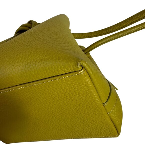 VASIC Bond Mini Tote Bag LEATHER Sacoche Yellow Chartreuse Green Knotted - Picture 13 of 13